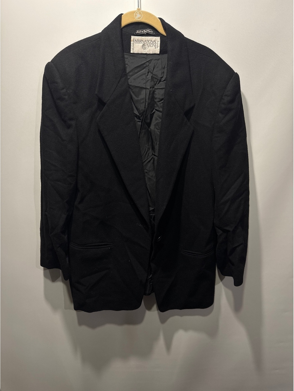 International Scene Black Wool Cashmere Blend Blazer Jacket